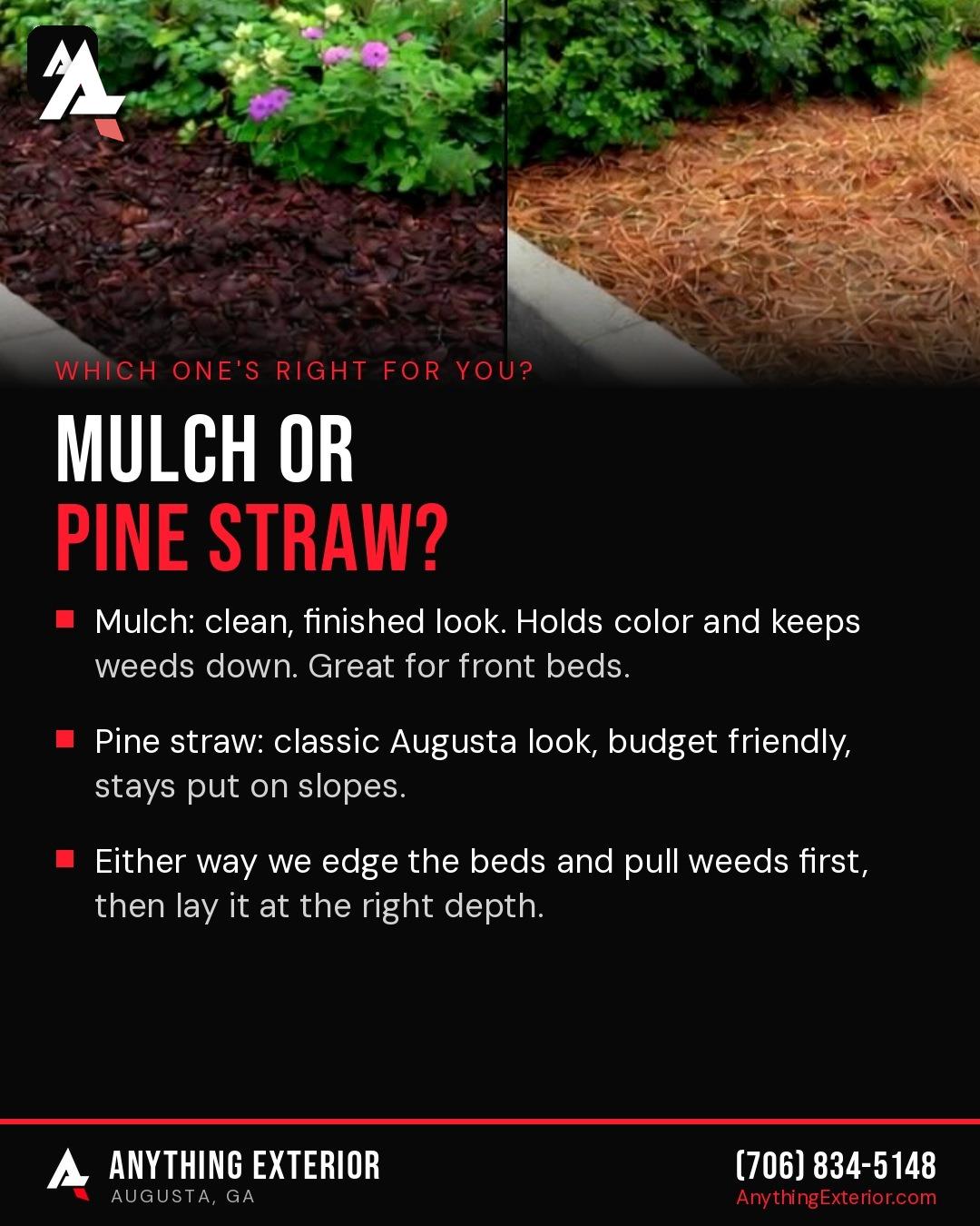 Mulch & Pine Straw job in Augusta, GA by Anything Exterior